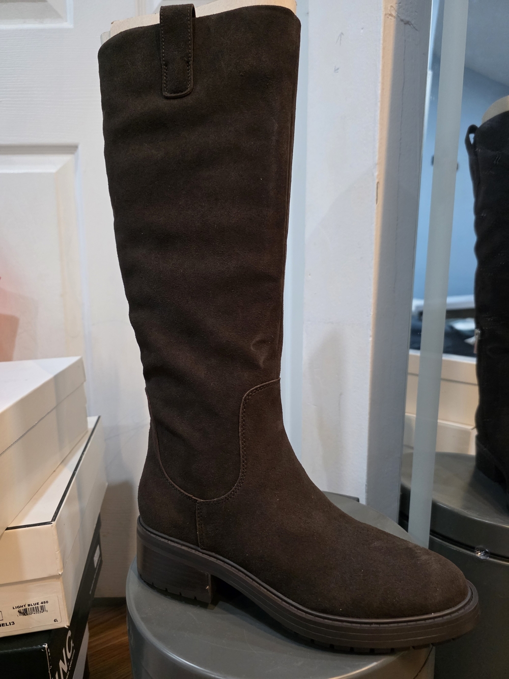 Men's Tall Suede Knee-High Boot in Dark Brown